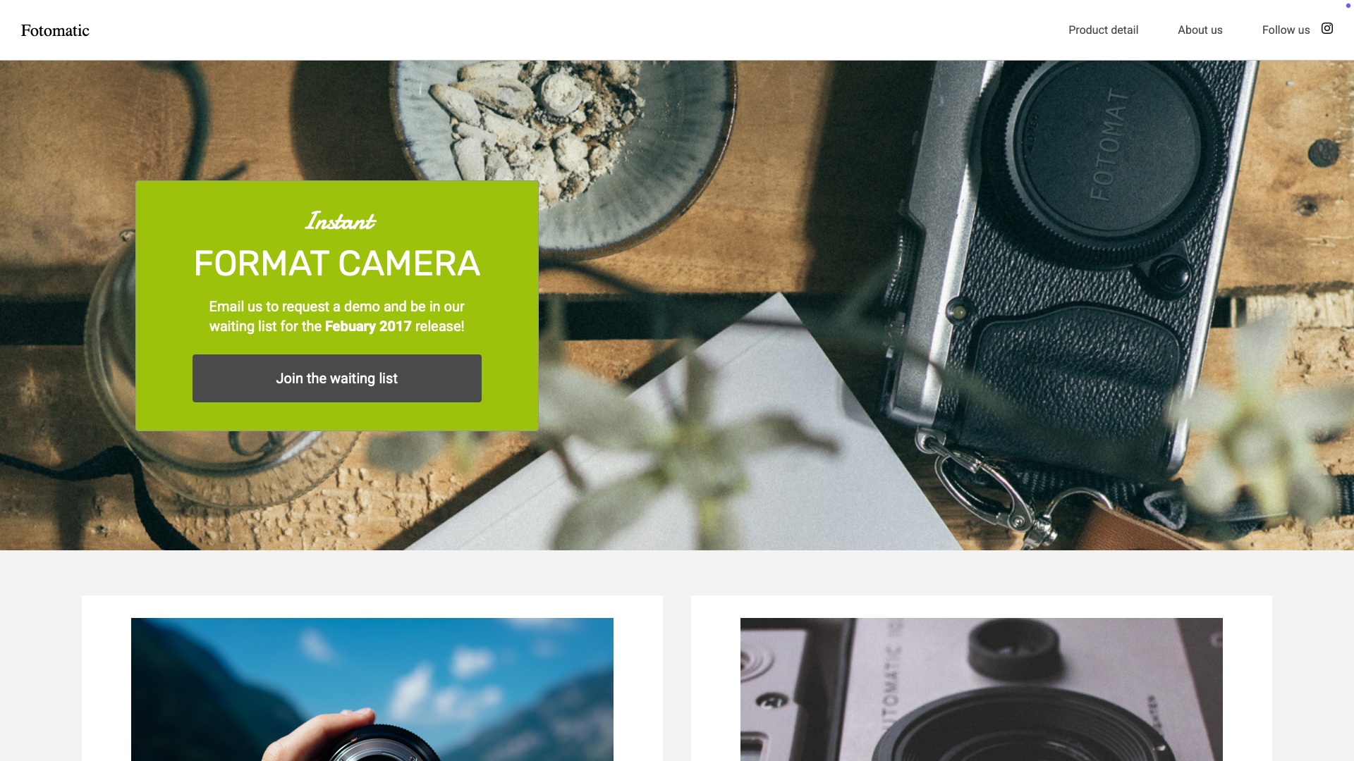 Fotomatic landing page screenshot